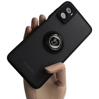 Etui z uchwytem na palec Bizon Case Hybrid Ring do Motorola Moto E22 / E22i, przydymione z czarną ramką