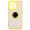 Etui z uchwytem na palec Bizon Case Hybrid Ring do iPhone 16 Pro, przydymione z żółtą ramką