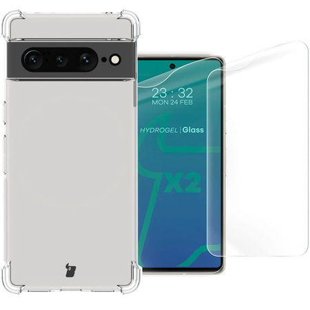 Etui + 2x folia Bizon Case Clear Pack do Google Pixel 7 Pro, przezroczyste