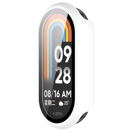 Etui ze szkłem do zegarka Bizon Case Watch Adamo do Xiaomi Smart Band 10, białe