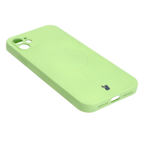 Etui silikonowe z pierścieniem magnetycznym Bizon Case Silicone Magnetic do iPhone 11, jasnozielone