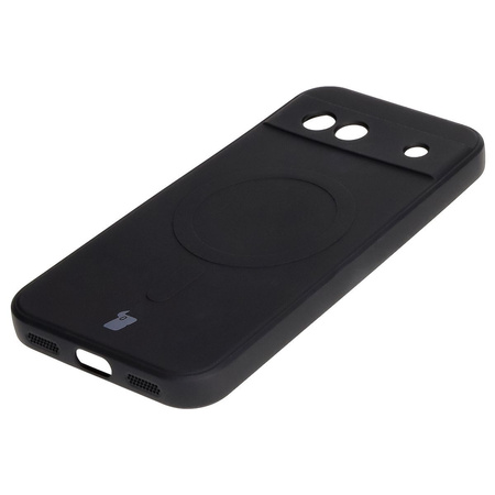 Silikonowe etui z pierścieniem magnetycznym Bizon Case Silicone Magnetic Sq do Google Pixel 8a, czarne