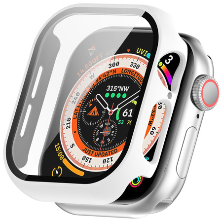 Etui ze szkłem do zegarka Bizon Case+Glass Watch do Apple Watch 11 / 10 (46mm), białe
