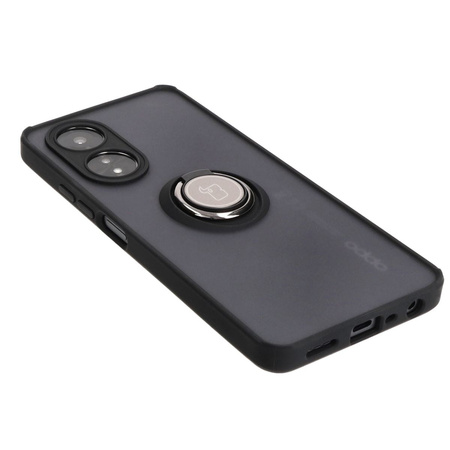 Etui z uchwytem na palec Bizon Case Hybrid Ring do Oppo A58 4G, przydymione z czarną ramką