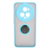 Etui z uchwytem na palec Bizon Case Hybrid Ring do Honor Magic5 Pro, przydymione z jasnoniebieską ramką