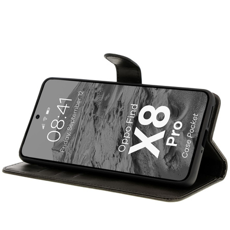 Etui z klapką Bizon Case Pocket do Oppo Find X8 Pro, czarne