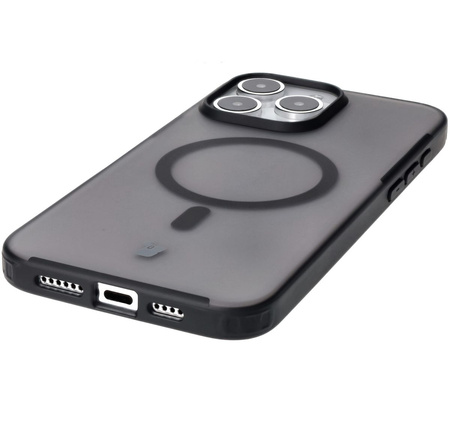 Etui z pierścieniem magnetycznym Bizon Case MatteO do iPhone 15 Pro Max, półprzezroczyste z czarną ramką