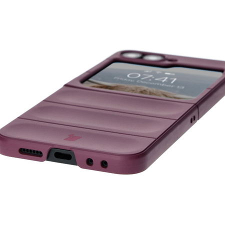 Pancerne etui Bizon Case Tur do Galaxy Z Flip7 FE / Z Flip6, burgundowe