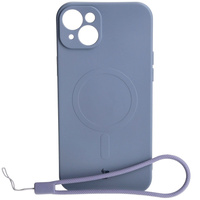 Etui silikonowe z pierścieniem magnetycznym Bizon Case Silicone Magnetic do iPhone 15 Plus, szare