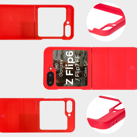 Pancerne etui Bizon Case Tur do Galaxy Z Flip7 FE / Z Flip6, czerwone