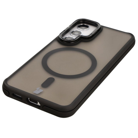 Etui z podstawką i pierścieniem magnetycznym Bizon Case Eclipse do Galaxy S24, przydymione z czarną ramką