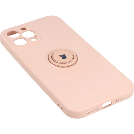 Etui Bizon Case Silicone Ring do iPhone 12 Pro Max, jasnoróżowe