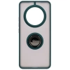Etui z uchwytem na palec Bizon Case Hybrid Ring do Realme 14 Pro 5G, przydymione z ciemnozieloną ramką