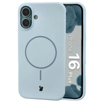 Silikonowe etui z pierścieniem magnetycznym Bizon Soft Case Magnetic do iPhone 16 Plus, błękitne