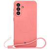 Silikonowe etui z pierścieniem magnetycznym Bizon Case Silicone Magnetic Sq do Galaxy A56 5G, brudnoróżowe
