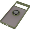 Etui z uchwytem na palec Bizon Case Hybrid Ring do Google Pixel 7 Pro, przydymione z zieloną ramką