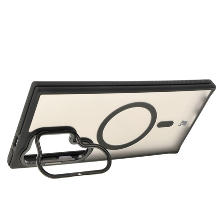 Etui z podstawką i pierścieniem magnetycznym Bizon Case Eclipse do Galaxy S24 Ultra, przydymione z czarną ramką