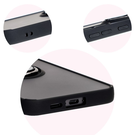 Etui z uchwytem na palec Bizon Case Hybrid Ring do Galaxy S24 FE, przydymione z czarną ramką