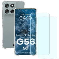Elastyczne etui + 2x szkło hartowane Bizon Case Clear Pack do Motorola Moto G56 5G