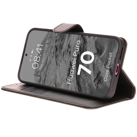 Etui z klapką Bizon Case Pocket do Huawei Pura 70, czarne
