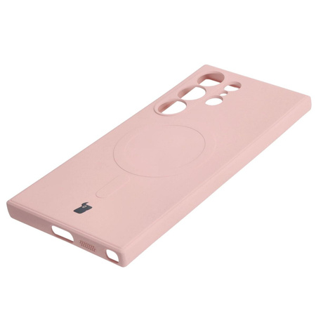 Etui Bizon Case Silicone Magnetic Sq do Galaxy S24 Ultra, jasnoróżowe