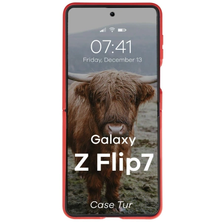 Pancerne etui Bizon Case Tur do Galaxy Z Flip7, czerwone