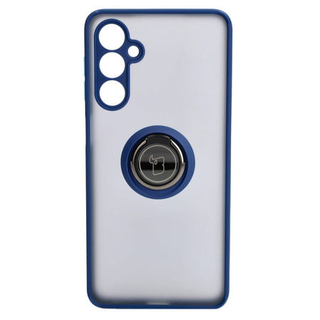 Etui z uchwytem na palec Bizon Case Hybrid Ring do Galaxy M54 5G, przydymione z granatową ramką