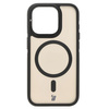 Etui z podstawką i pierścieniem magnetycznym Bizon Case Eclipse do iPhone 15 Pro, przydymione z czarną ramką