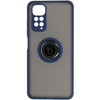 Etui z uchwytem na palec Bizon Case Hybrid Ring do Xiaomi Redmi Note 11 / 11S 4G, przydymione z granatową ramką