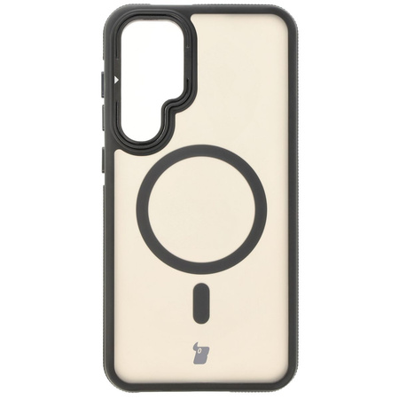 Etui z podstawką i pierścieniem magnetycznym Bizon Case Eclipse do Galaxy S24 Plus, przydymione z czarną ramką