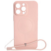 Etui silikonowe z pierścieniem magnetycznym Bizon Case Silicone Magnetic do iPhone 14 Pro Max, jasnoróżowe