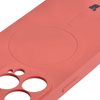 Etui silikonowe z pierścieniem magnetycznym Bizon Case Silicone Magnetic do iPhone 13 Pro, brudnoróżowe