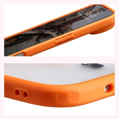 Etui z pierścieniem magnetycznym Bizon Case MatteO do iPhone Air, przydymione-pomarańczowe