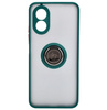 Etui z uchwytem na palec Bizon Case Hybrid Ring do Oppo A38 4G, przydymione z ciemnozieloną ramką