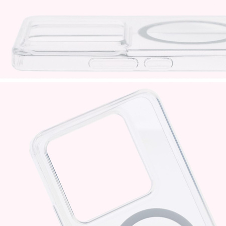Etui z pierścieniem magnetycznym Bizon Case CrystalO do Xiaomi 14T Pro, przezroczyste