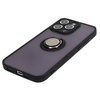 Etui z uchwytem na palec Bizon Case Hybrid Ring do iPhone 15 Pro Max, przydymione z czarną ramką