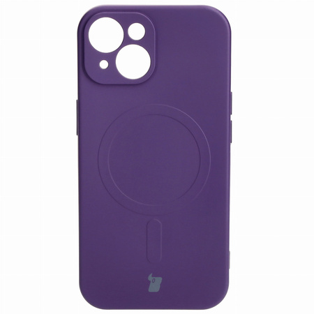 Etui silikonowe z pierścieniem magnetycznym Bizon Case Silicone Magnetic do iPhone 15, śliwkowe