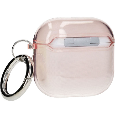 Elastyczne etui z karabińczykiem Bizon Case Headphone Clear do AirPods 4 przeźroczysto-różowe