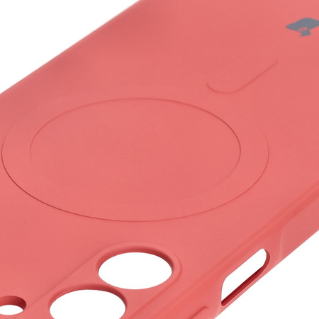 Silikonowe etui z pierścieniem magnetycznym Bizon Case Silicone Magnetic Sq do Galaxy A16 4G / 5G, brudnoróżowe