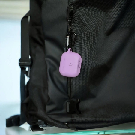 Silikonowe etui z karabińczykiem Bizon Case Headphone Silicone do AirPods 4, jasnozielone