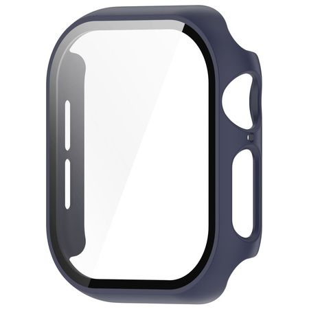 Etui ze szkłem do zegarka Bizon Case Watch Adamo do Apple Watch 11 / 10 42mm, ciemnoniebieskie