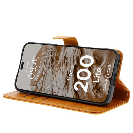 Etui z klapką Bizon Case Pocket do Honor 200 Lite, brązowe