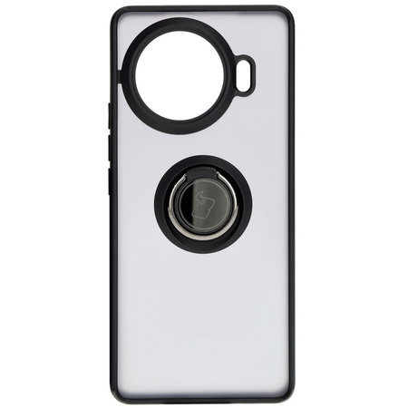 Etui z uchwytem na palec Bizon Case Hybrid Ring do Tecno Spark 20 Pro+, przydymione z czarną ramką