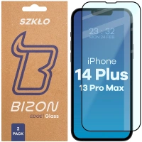 Szkło hartowane Bizon Glass Edge Duo do iPhone 14 Plus / 13 Pro Max, czarna ramka, 2 sztuki