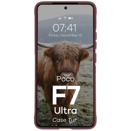Pancerne etui Bizon Case Tur do Xiaomi Poco F7 Ultra, burgundowe