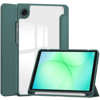 Etui z klapką Bizon Case Tab Clear Matt do Galaxy Tab A11 / A9, ciemnozielone