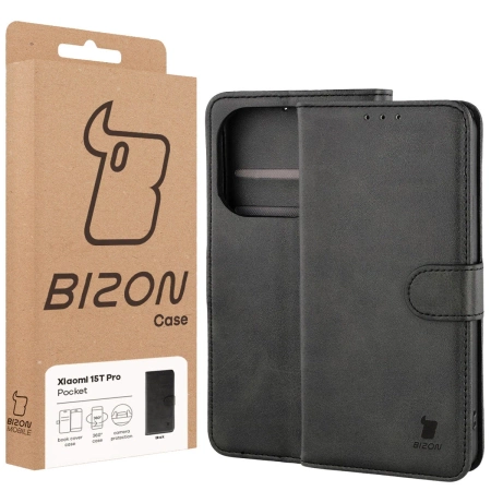 Etui z klapką Bizon Case Pocket do Xiaomi 15T Pro, czarne