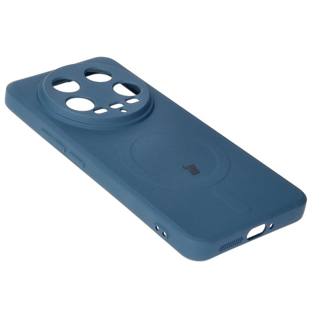 Etui Bizon Case Silicone Magnetic Sq do Xiaomi 14 Ultra, granatowe