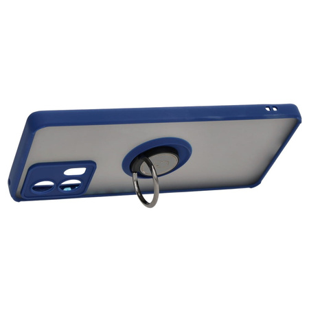 Etui z uchwytem na palec Bizon Case Hybrid Ring do Motorola Edge 30 Fusion, przydymione z granatową ramką