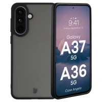 Etui Bizon Case Angelo do Galaxy A37 5G / A36 5G, przydymione z czarną ramką